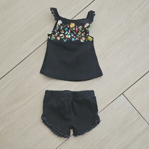 L'ovedbaby Black Floral Kids Matching Set